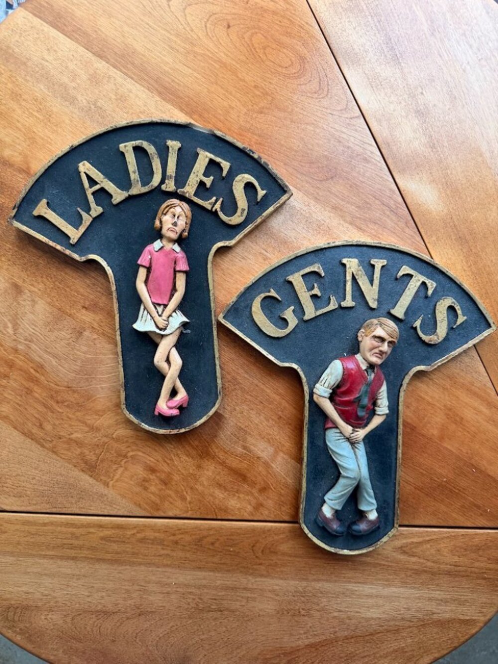 Vintage Ladies & Gents Bathroom Wall Plaques | Funny Retro Decor Set